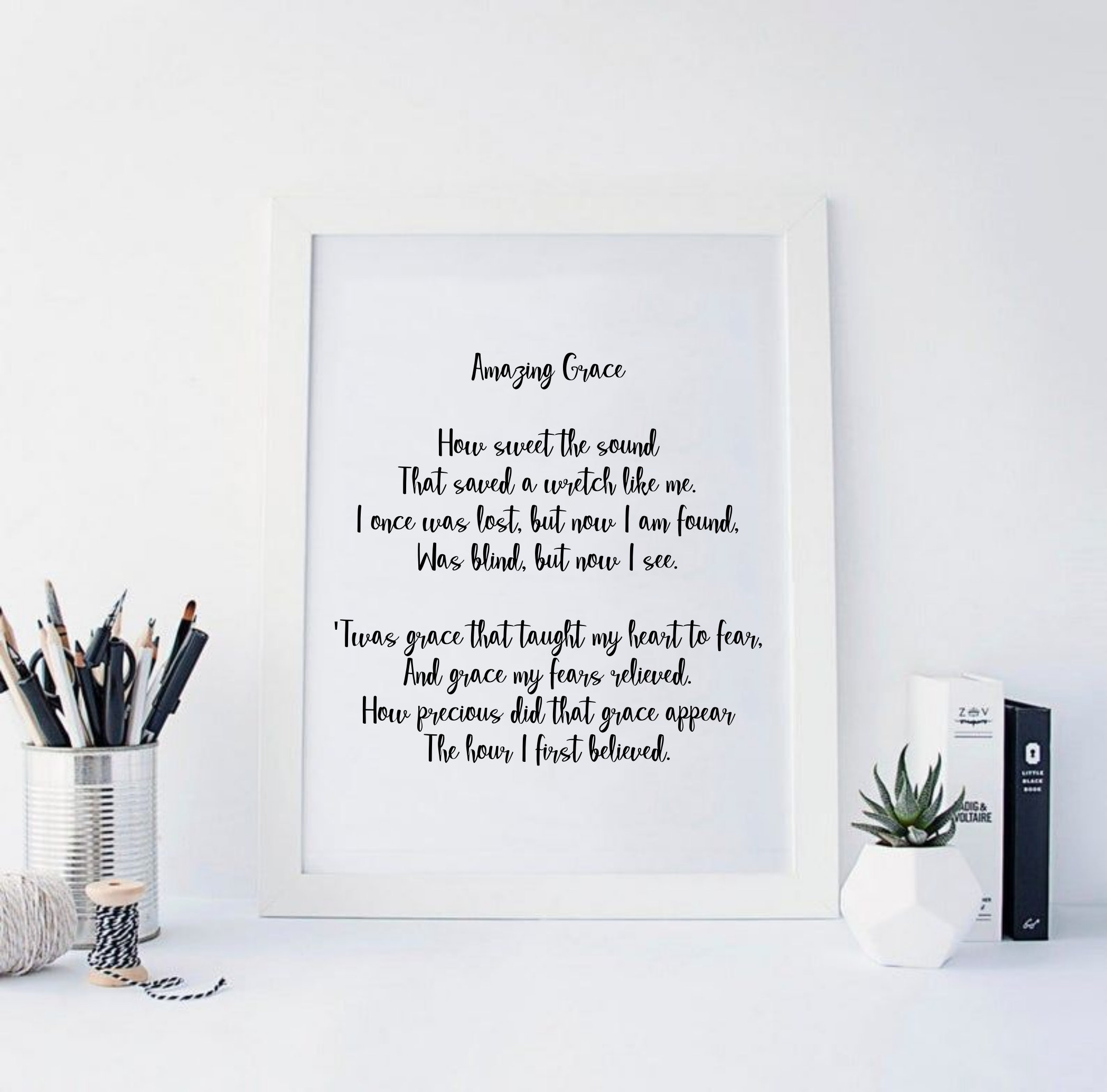 Amazing Grace Printable, Inspirational Hymn Lyrics, Christian Wall Art ...