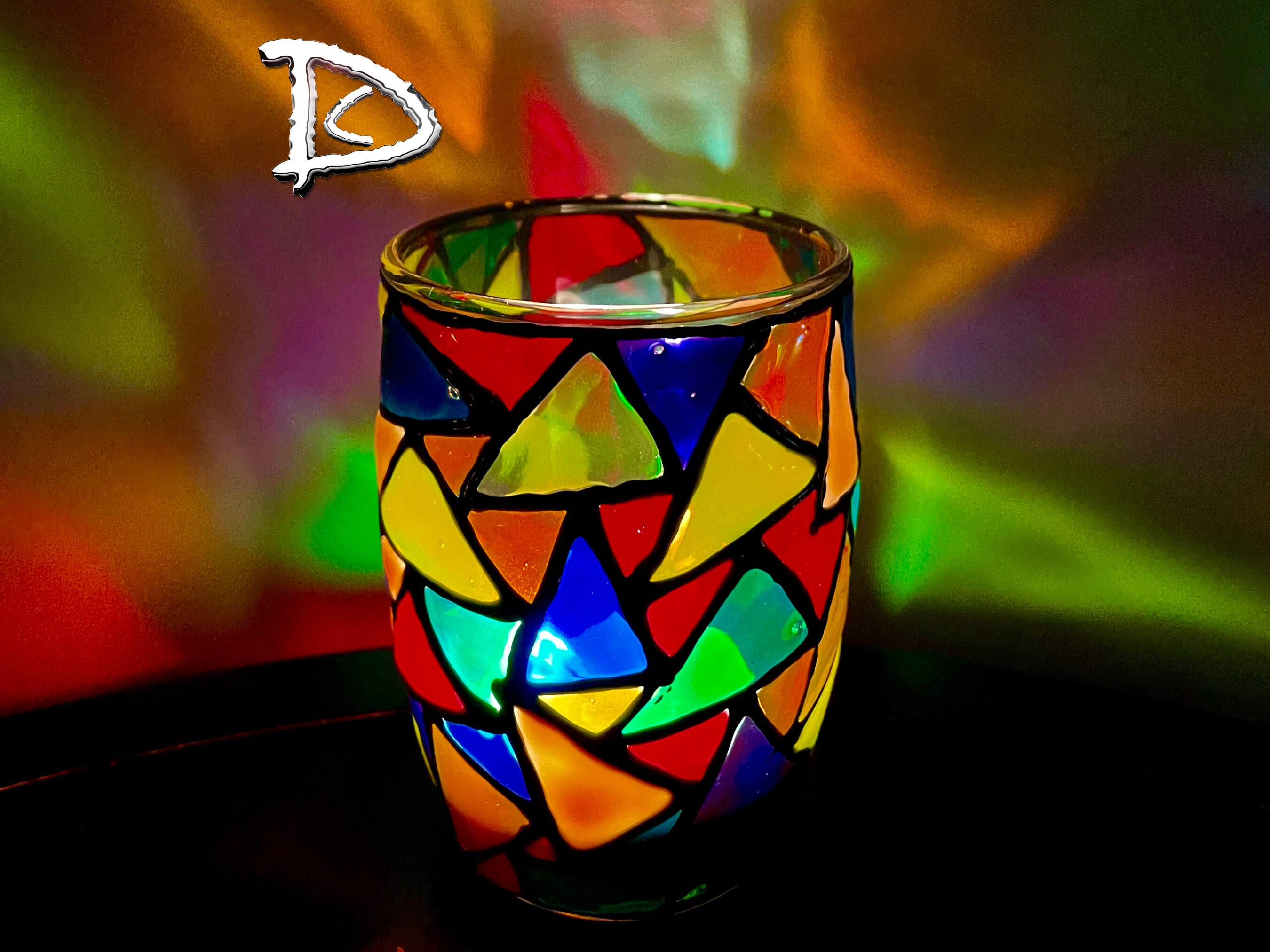 Stained Glass Bottle Candle Holder