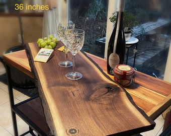 Walnut live edge wide charcuteries board, cheese board. With/without bark. Can be personalized, can order handles. No GST/HST, US Tariff