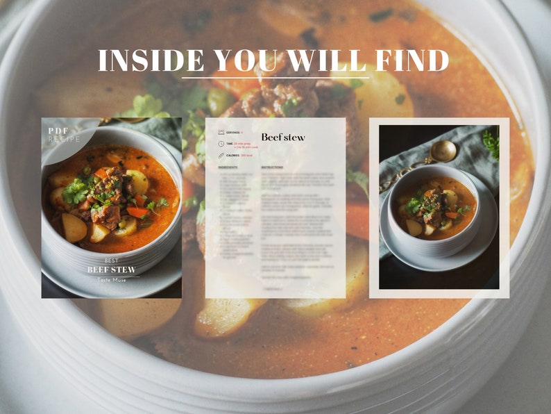 Best Beef Stew Digital Recipe, Recipe Download Pdf, Cooking Tutorial Etsy