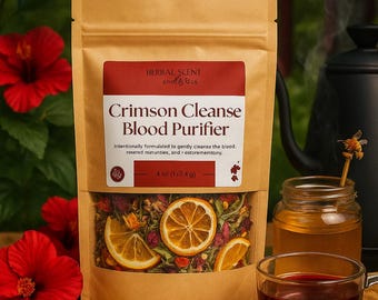 Crimson Cleanse Blood Purifier | Ancestral Herbal Detox Tea for Cleansing, Balance & Renewal | Loose Leaf Wellness Ritual Blend