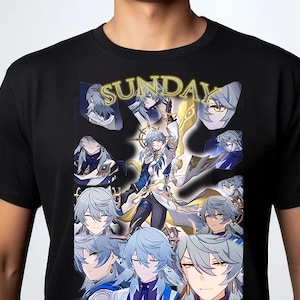 Honkai Star Rail Sunday T-shirt - anime-T-shirt, gezellige uniseks pasvorm, esthetische gamerkleding, perfect cadeau voor anime-fans