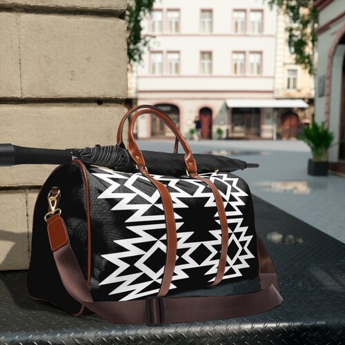 Black Aztec Southwestern Travel shops Bag, Western Duffel Bag