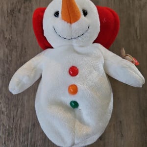 Original y genuino muñeco de peluche Ty Beanie Baby - Chillin&#39; - Muñeco de nieve, 2003 Ty Beanie Babies