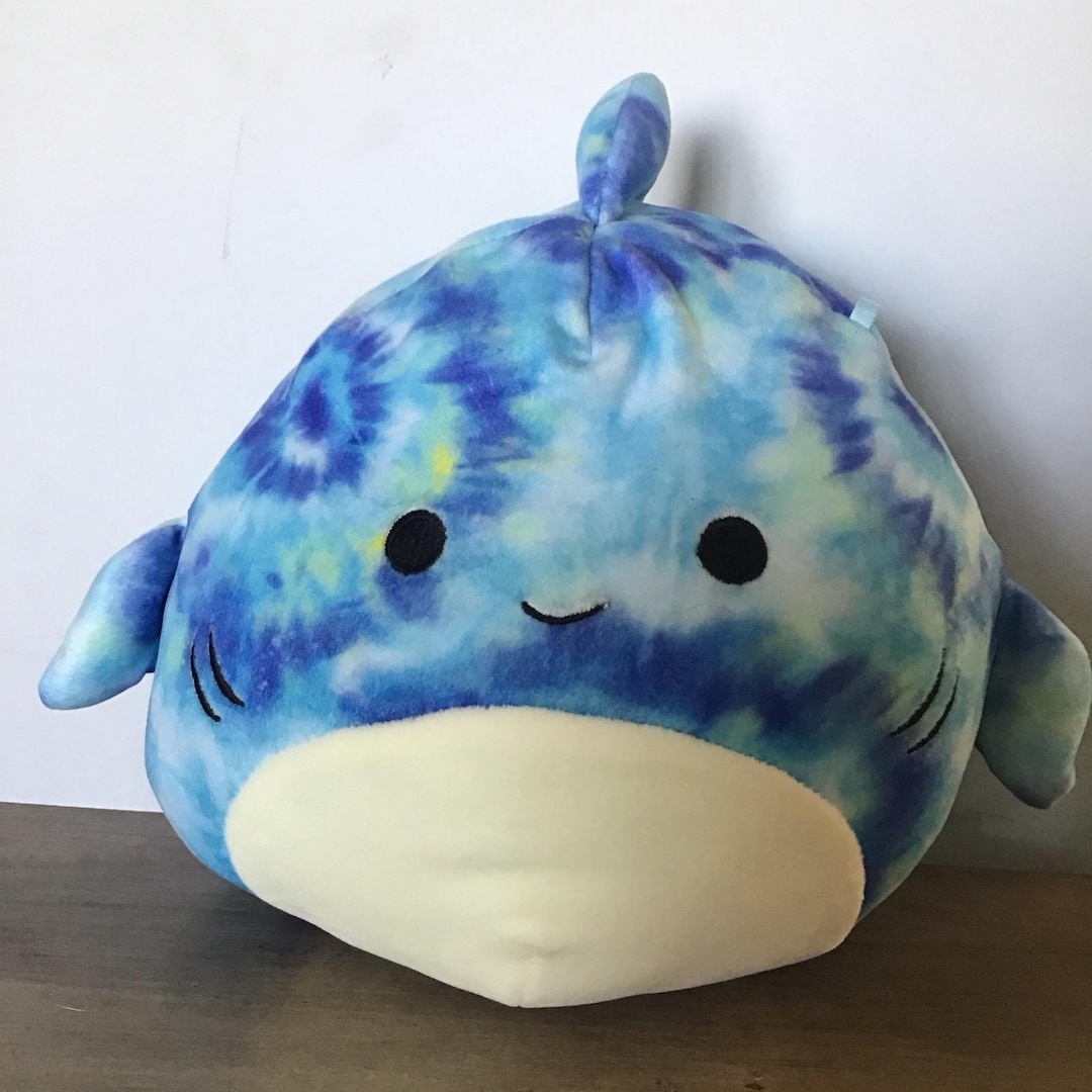 Squishmallow 8" Luther Shark Soft Blue Tie Dye Sea Life Plush Stuffed ...