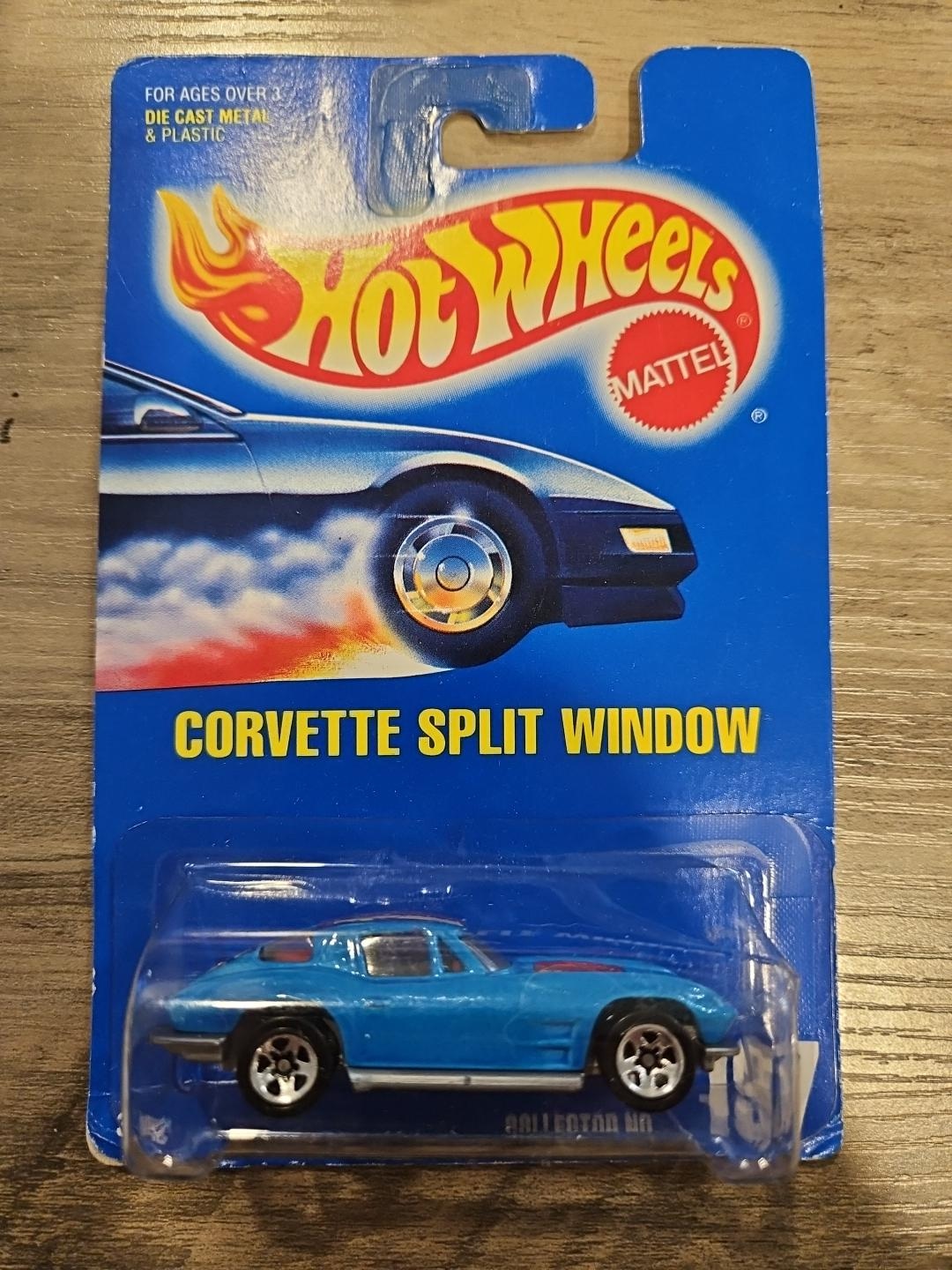 1991 Hot Wheels Blue Card #197 Blue Corvette Split Window W
