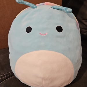 Squishmallow Sid the Snail 11&quot; Blue Plush Rainbow Tie Dye Shell Plush Kellytoy