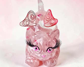 Rose Quartz Kitty | Resin Cat Sculpture | Crystal Inspired Decor | One of a Kind Gift
