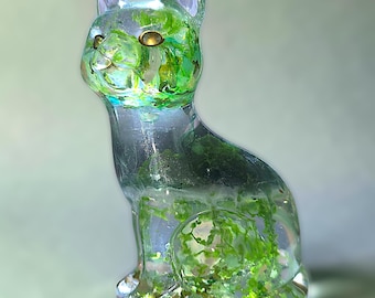 Mossglow Forest Cat | Glow in the Dark Resin Cat