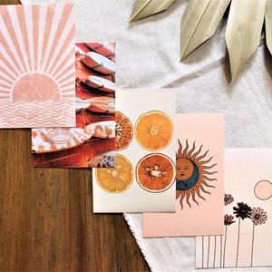 Assorted Boho Aesthetic Postcards | Set of 5 Blank Postcards | Each Postcard 6" x 4"