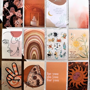Assorted Boho Aesthetic Postkarten | Set von 5 Blanko-Postkarten | Jede Postkarte 15 x 10 cm