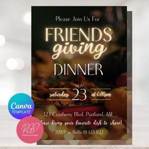 Classic Thanksgiving Invite, Friendsgiving Invitation, Thanksgiving Dinner Invitation, Instant Download, Canva Digital Download, Printable