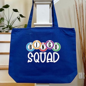 Bingo Squad Tote Bag, Bingo Player Tote Bag, Game Day Bag, Bingo Game Lover Gift, Funny Bingo Bag, Gift For Bingo Player
