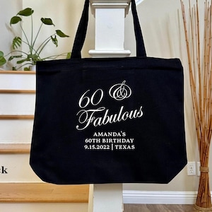 60 And Fabulous Tote Bag, 60th Birthday Tote Bag, Born 1964 Vintage Cotton Bag, Custom Birthday Tote Bag, Shopping Bag, Sixty Birthday Bag