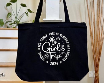 Girls Trip Tote Bag Beach Bag, Summer Vacation Bag, Girls Weekend Gift, 2025 Trip