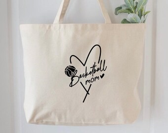 Basketball Mom Canvas Tote Bag, Mothers Day Gift, Sports Mom Gift, Basketball Mama Gift, Gift For Mom