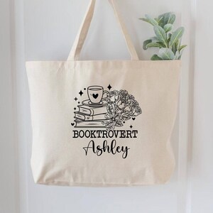 Librarian Tote Bag Booktrovert, Custom Books Tote, Personalized Bookish Gift, Book Lover Bag, Custom Library Tote