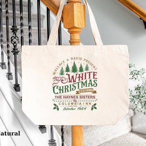 White Christmas Tote Bag, Cute SnowflakeShopping Bag for Holiday Gifts and Festive Christmas Cheer, Perfect for Shopping and Gift Giving