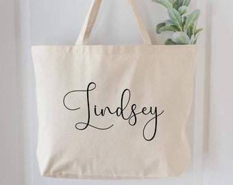 Bridesmaid Bags, Personalized Bridesmaid Tote Bags, Canvas Tote Bag with Zipper, Bridal Party Bridesmaid Gift Bags