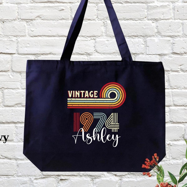 50th Birthday Gift Bag, Vintage 1974 Birthday Tote Bag, 50th Birthday Gift For Women, 50th Birthday Custom Gifts, 50th Birthday Party, 50th