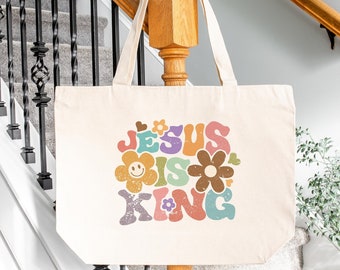 Jesus Flowers  Tote Bag, Jesus Tote Bag, Bible Verse Bags, Christian Tote Bags, Religious Jesus Bag, Christian Gift bag,ZIPPER Tote Bag