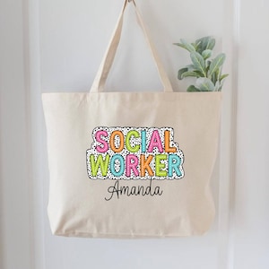 Personalized Social Worker Tote Bag, Custom Gift for Social Work, Customized Bag for School Social Work