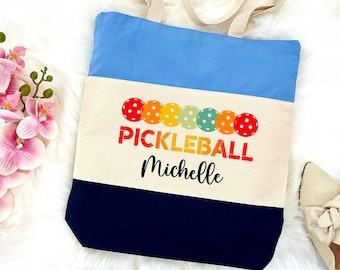 Personalized Pickleball Tote Bag, Custom Canvas Bag, Pickleball Player Gift, Customized Pickleball Name Bag