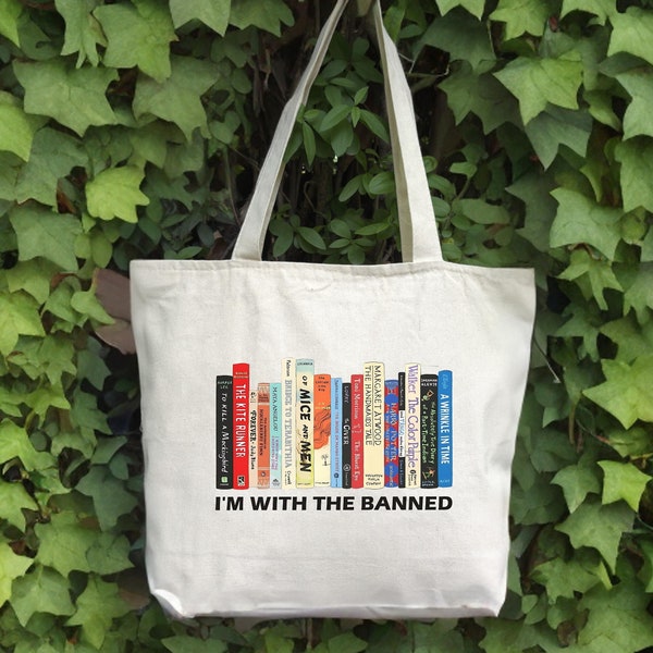 I'm with The Banned Books Tote Bag, I Read Banned Books Lovers Bag, I'm With The Banned Tote, Bookish Gift, Gift for Women, ZIPPER Tote Bag