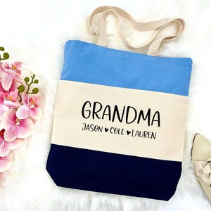 Custom Grandma Bag, Gift For Grandma, Bag For Grandma, Grandmother and Grand kids Name Tote Bags, Customized Family Bags, Grandma Gift Bags