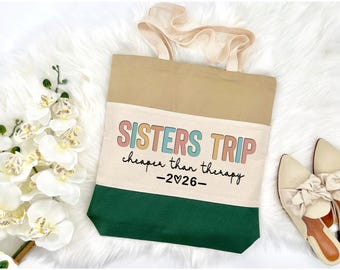 Sisters Trip 2026 Canvas Tote Bag, Vacation Sisters Gift, Sister Travel Bag, Sisters Trip Gift