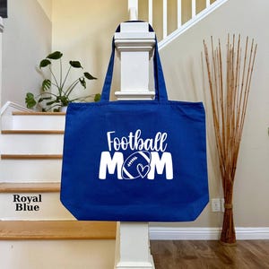 Football Mom Tote Bag, Canvas Sports Mom Gift, Mothers Day Gift, Football Game Bag