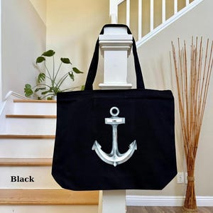 Bolso de playa con ancla náutica, bolso elegante con temática marina para ir de compras, regalo ideal para amantes del mar, bolso de playa con ancla imagen 5