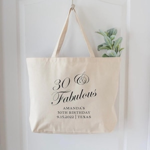 30 And Fabulous Tote Bag, 30th Birthday Tote Bag, Born 1993 Vintage Cotton Bag, Custom Birthday Tote Bag, Shopping Bag, Thirty Birthday Bag