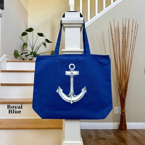 Bolso de playa con ancla náutica, bolso elegante con temática marina para ir de compras, regalo ideal para amantes del mar, bolso de playa con ancla imagen 6