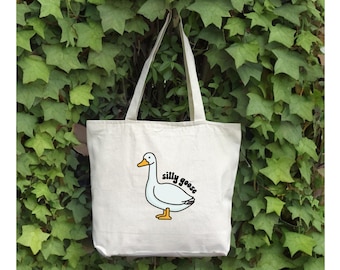 Silly Goose Tote Bag, Funny Silly Goose Tote Bags, Cute Goose Bag, Trendy Tote Bag, Women Bag, Unisex Silly Goose Bag, Silly Goose Tote Gift