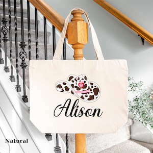 Custom Name Cowgirl Tote Bag, Personalized Canvas Bag for Nashville Bach Party, Bridesmaid Gift & Western Wedding Favors, Cowgirl Hat Tote