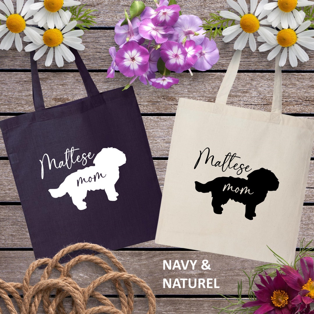 Maltese Mom Tote Bag, Maltese Bag Women, Maltese Mama Tote Bag, Dog Bag