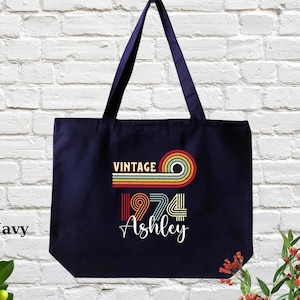 50th Birthday Gift Bag, Vintage 1974 Birthday Tote Bag, 50th Birthday Gift For Women, 50th Birthday Custom Gifts, 50th Birthday Party, 50th