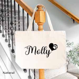 Custom Pet Name Tote Bag, Personalized Canvas Dog Travel Bag, Perfect Gift for Dog Moms, Personalized Dog Name Canvas Tote, Pet Travel Bag