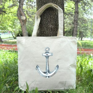 Bolso de playa con ancla náutica, bolso elegante con temática marina para ir de compras, regalo ideal para amantes del mar, bolso de playa con ancla imagen 4