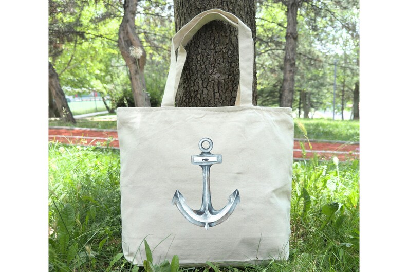 Bolso de playa con ancla náutica, bolso elegante con temática marina para ir de compras, regalo ideal para amantes del mar, bolso de playa con ancla imagen 4