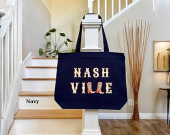 Nashville Tote Bag, Boots Stylish Canvas Shopper for Everyday Use, Perfect Gift for Nashville Lovers, Great Gift for Bachelorette Parties