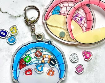 MYO Penguin igloo shaker acrylic keychain | video game nostalgia asmr trinket fidget y2k kawaii cute custom make your own
