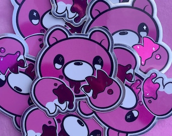 Gloomy Mirror Vinyl Sticker | cute kawaii holographic decal grunge sparkle waterproof weatherproof bear dishwasher safe