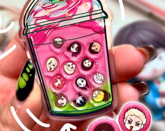 Llavero agitador de anime Skip / kawaii lindo shoujo seinen charm acrílico amigos boba bubble tea saludable rebanada de vida agitador fidget