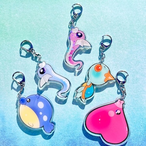 Llaveros de pesca Pkmn Serie 3/ Dratini Luvdisc Spheal Chewtle Sparkle Holo Kawaii Anime