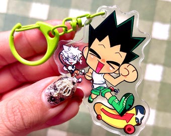 Hunter friends acrylic keychain | kawaii cute anime manga Gon Killua fishing skateboard shonen