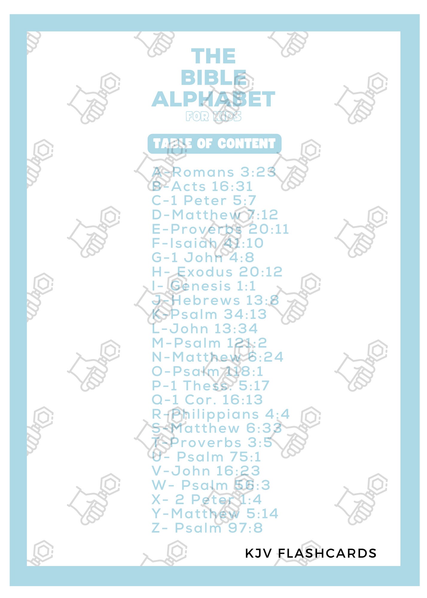 KJV Flashcards: the Bible Alphabet for Kids - Etsy UK