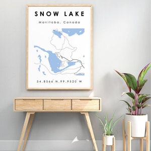 Mapa MB de Snow Lake / Mapa digital de Snow Lake Manitoba / Mapa digital minimalista / Mapa imprimible / Mapa digital / Mapa de Manitoba Digital