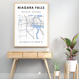 Niagara Falls ON Map | Niagara Falls Digitale Karte von Ontario | Minimalistische Digitale Karte | Druckbare Karte | Karte von Ontario | Digitale Karte